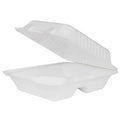 200-PACK OF CONTAINER FOOD COMPOSTABLE MOLDED FIBER 3-C HINGED 9 X 9 INCH DISPOSABLE