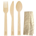 250-PACK OF CUTLERY SET World Centric 6.7" Premium Bamboo Utensil Sets Individually Wrapped w/Napkin | 250 count