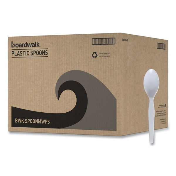1000-PACK OF Cutlery Plastic Boardwalk BWK Mediumweight Polystyrene Teaspoon - 1000 Count White Cutlery for Events and Gatherings
