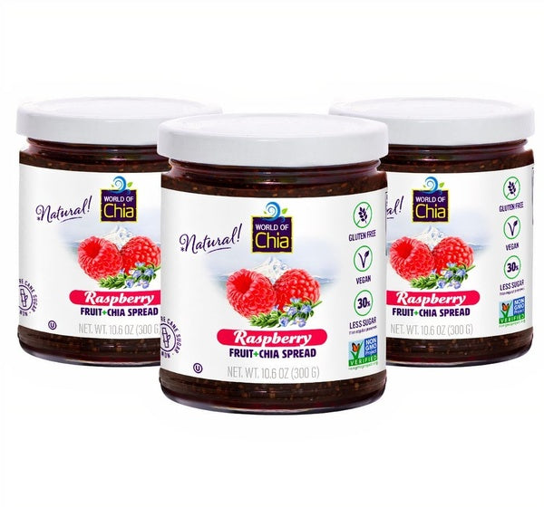 6-PACK OF Fruit Spread Chia Raspberry Extra Fruit Set of 3 , Space Enterprises (World of Chia)