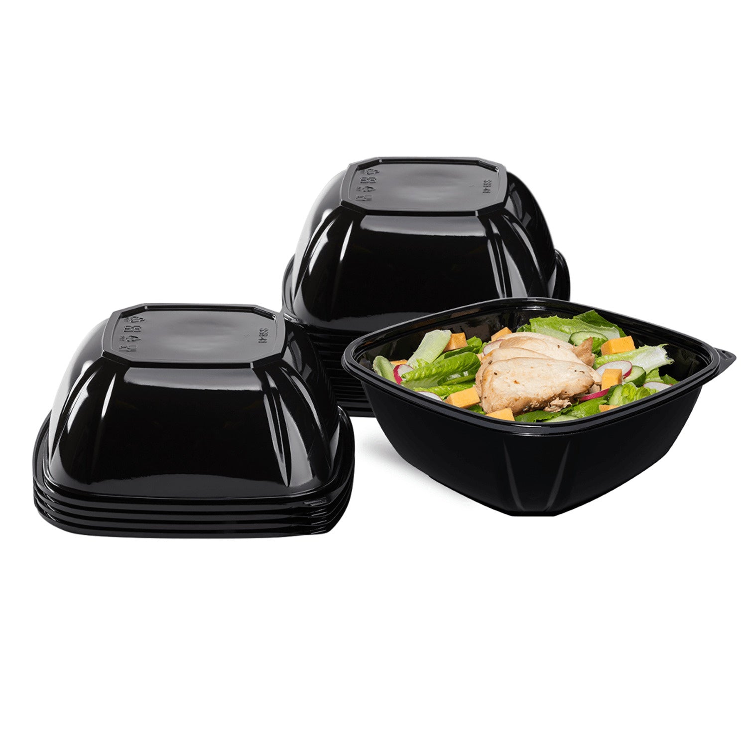 300-PACK OF Lid Togo Karat 300 ct 48 oz Square Disposable Salad Bowl Lids | PET | Black