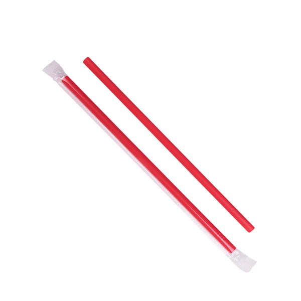 2500-PACK OF Straw Wrapped Karat 2,500 ct Giant Straws | Individually Wrapped | Red (0.31" x 9")