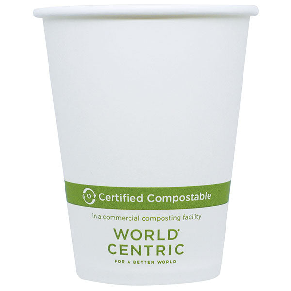 1000-PACK OF CUP HOT 8 oz World Centric Compostable White Paper Coffee Cups | 1000 count