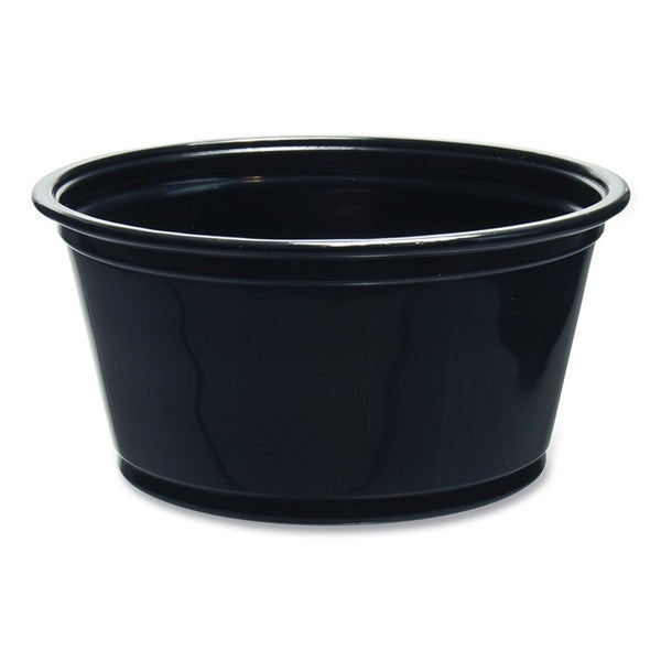 2500-PACK OF Container Condiment Dart 200PCBLK 2 oz. Black Conex Complements Portion Cups - Ideal for Sauces, Dressings, and Medicine - 2500 Count