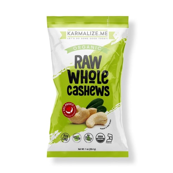 24-PACK OF Organic Cashews Whole Raw, Karmalize