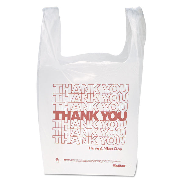 900-PACK OF Inteplast Group THW1VAL 11-1/2 in. x 21 in. Polyethylene Thank You Handled T-Shirt Bags - White (900/Carton)