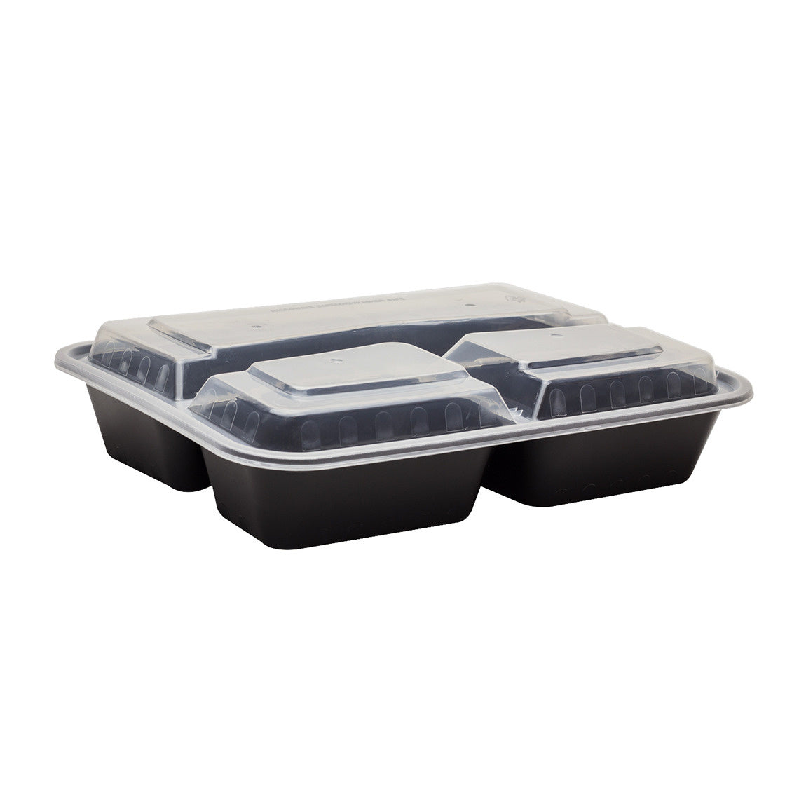 150-PACK OF Container Takeout Karat 150 sets 32 oz PP Plastic Microwavable Rectangular Food Containers & Lids, Black, 3 Compartments