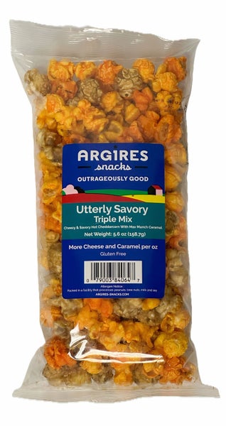 12-PACK OF Snack Popcorn Utterly Savory Triple Mix 5.6 OZ, Argires Popcorn