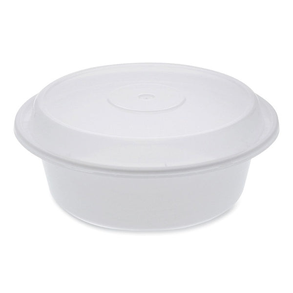 150-PACK OF Container Food Pactiv Corp. NC729 Newspring VERSAtainer - 32 oz. Round Plastic Microwavable Containers, 7x7x2.75 inches, White/Clear - 150 Count Carton