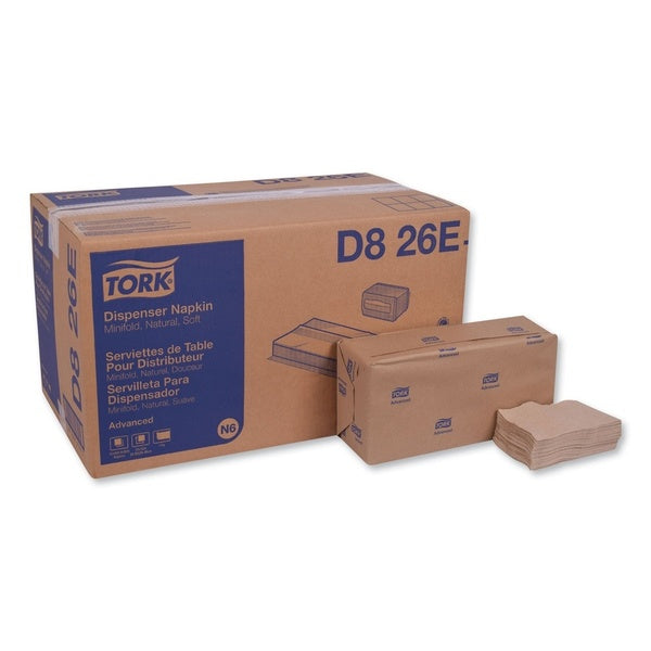 6000-PACK OF Tork D826E Advanced Soft Minifold Dispenser Napkins - 1-Ply, 13 x 12 inches, Natural Color (6000 Count)