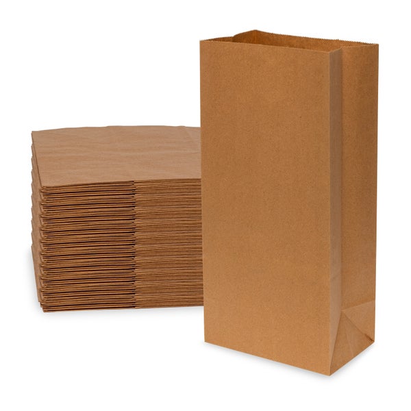 100-PACK OF Bag Paper 16# 100 Count Brown SOS Bags, 7.75x4.75x16 Inch 60 GSM Large Bread Size Prime Line Packaging Kraft Paper Bags, Paper Sacks for Sandwhiches, Hoagies, Cafés, Delis, Bakeries, Takeout, Delivery, in Bulk