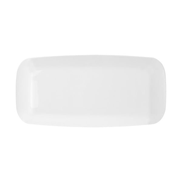 12-PACK OF Plate Plastic 10.6x5 White Rect Edge