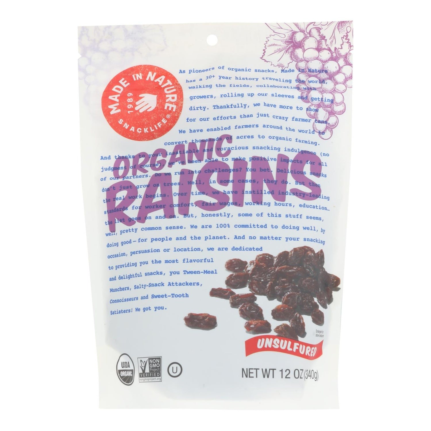 6-PACK OF SNACK FRUIT ORGANIC RAISINS