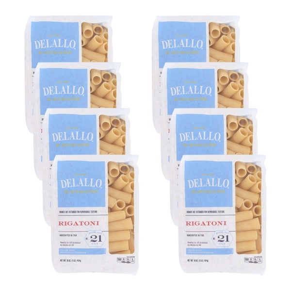 8-PACK OF Pasta Rigatoni #21 Delallo 16 oz