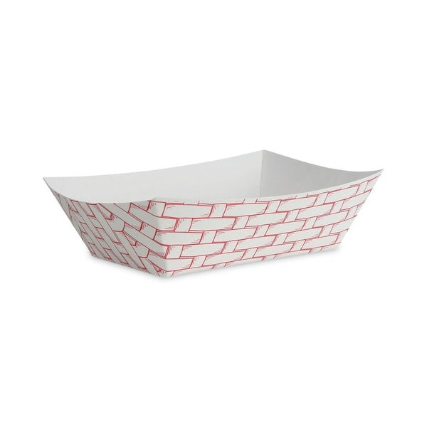 500-PACK OF Tray Paper Boardwalk BWK30LAG300 Red and White Paper Food Baskets - 3 lbs. Capacity (500 Count) for Restaurants and Events