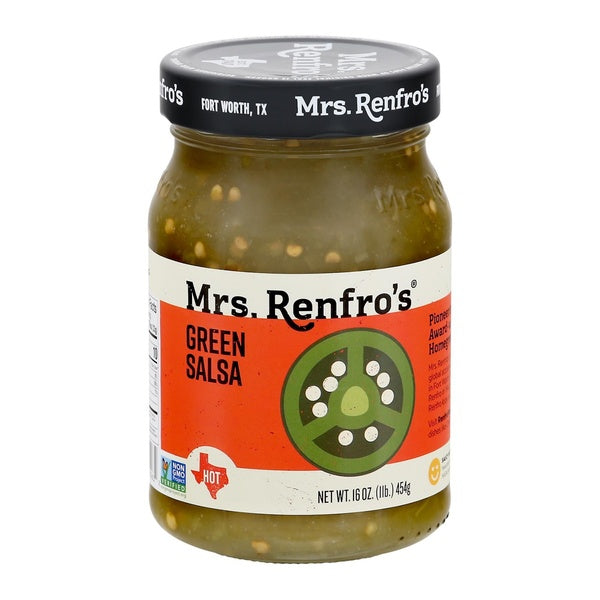 6-PACK OF Salsa Green Hot Mrs Renfro 16 oz