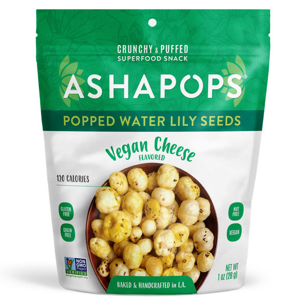 6-PACK OF AshaPops Vegan Cheese Popped Water Lily Seeds 1oz 6-Pack