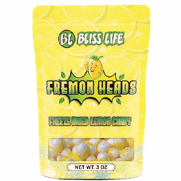 50-PACK OF Candy Freeze Dried Lemon Fremon Heads, Bliss Life Products