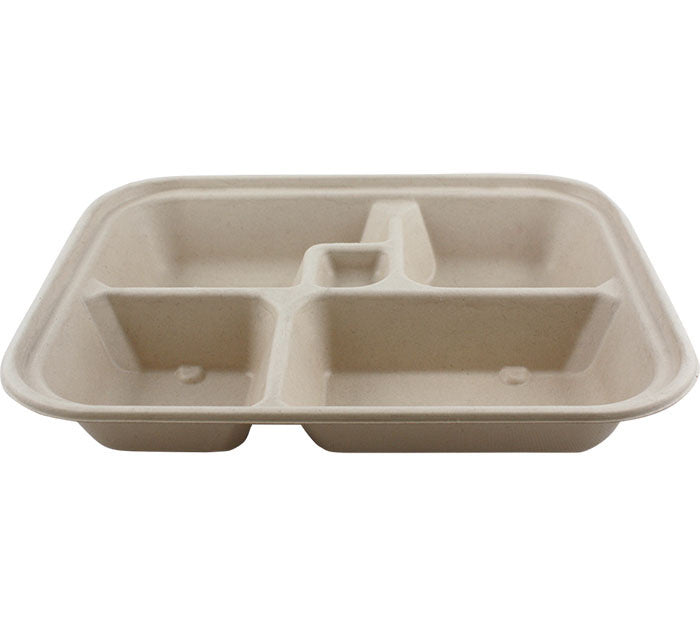 300-PACK OF CONTAINER TAKEOUT World Centric Compostable 5-Compt Fiber Bento Boxes | 300 count