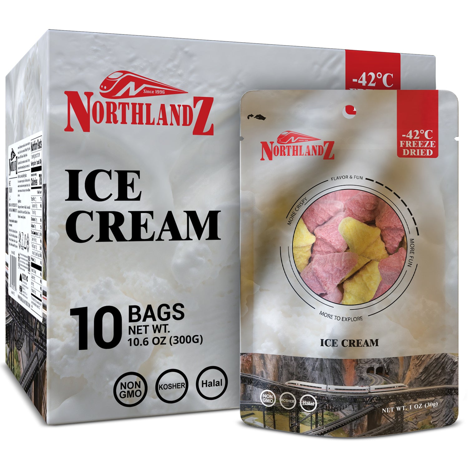 6-PACK OF Dessert ICECREAM NORTHLANDZ Freeze Dried ICE CREAM, 10.5oz,