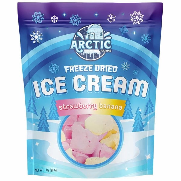 12-PACK OF Candy, Freeze Dried Ice Cream - Strawberry Banana Mix, Arctic Farms