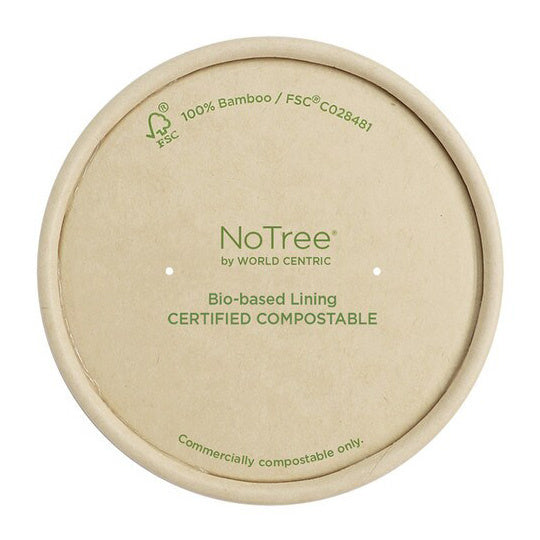500-PACK OF BOWL CMPSTBL World Centric Kraft Paper Lids | Fits 8 oz World Centric Paper Bowls | 500 Count