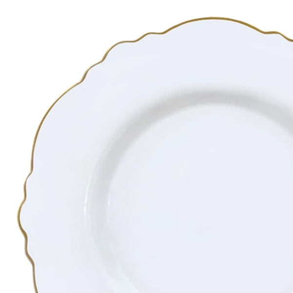 12-PACK OF Plate Dinner 10.25" White Gold Rim