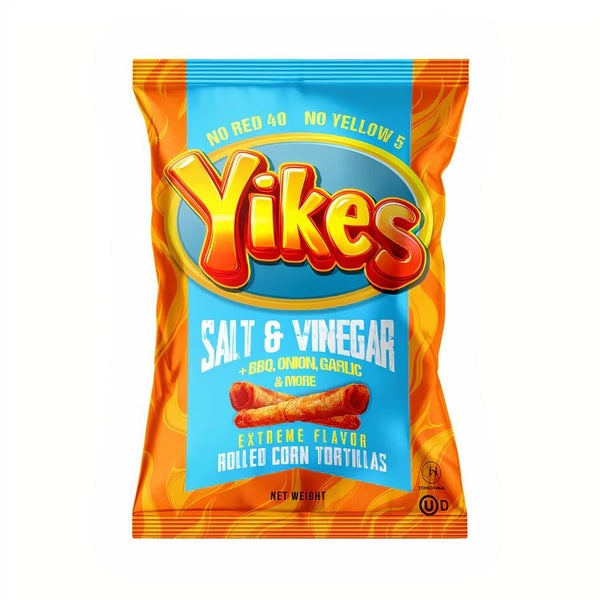 60-PACK OF Snack Chip Rolled Corn Tortillas Salt + Vinegar Yikes!,, AI Distribution