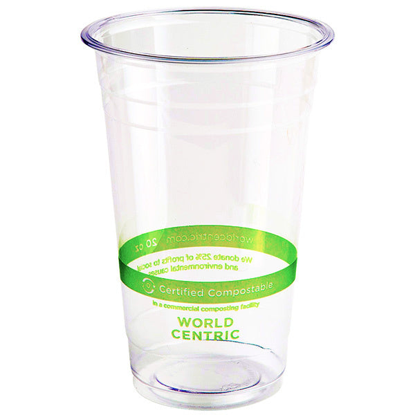 1000-PACK OF Cup Cold 20 oz World Centric Compostable PLA Cold Cups | 1000 count