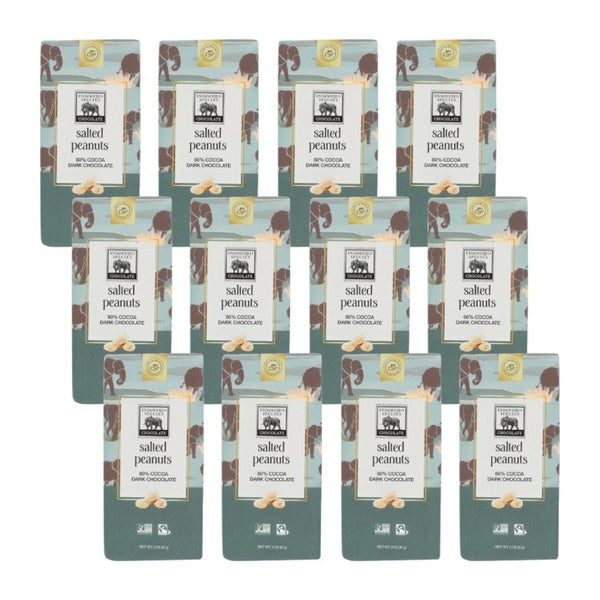 12-PACK OF Chocolate Bar Salted Peanut And Dark Chocolate Endangered Species Chocolate 3 oz