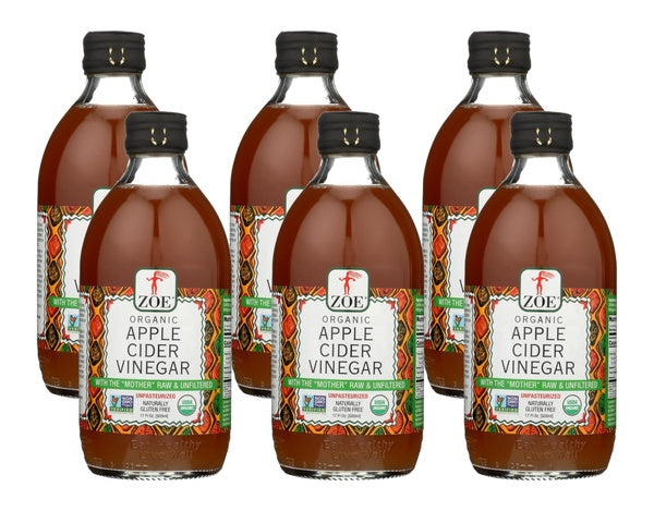 6-PACK OF Vinegar Apple Cider Zoe 17 fz