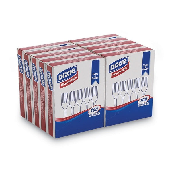 1000-PACK OF Cutlery Plastic Dixie FH207 Heavyweight Plastic Forks - Premium White Cutlery (1000 Count Carton)