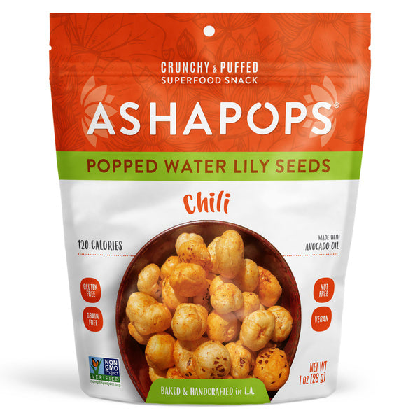 6-PACK OF AshaPops Chili Spiced Popped Water Lily Seeds 1oz 6-Pack