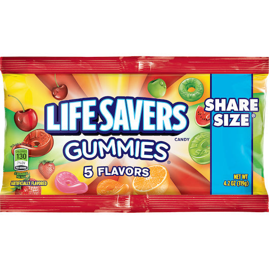 90-PACK OF Share Size Plain Gummies Lifesaver, 6 - 15 - 4.2 Oz
