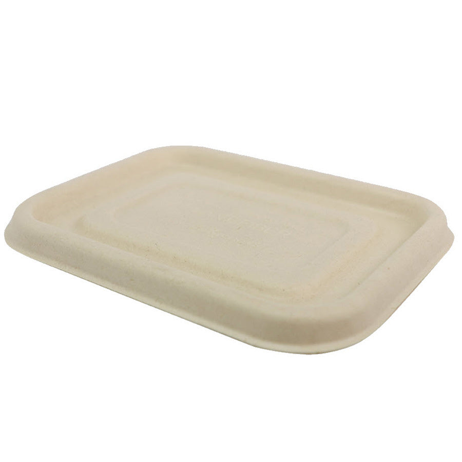 600-PACK OF CONTAINER TAKEOUT World Centric Compostable Fiber Lids for 6.5 x 5" Fiber Trays | 600 count