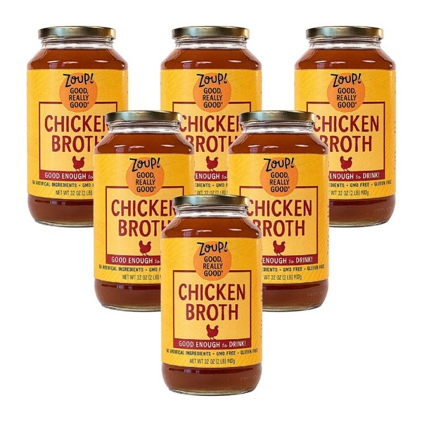 6-PACK OF Broth Chicken Zoup Good Reall 32 oz