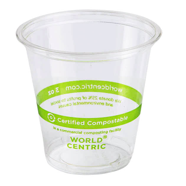 2500-PACK OF Cup Cold 3 oz World Centric Compostable PLA Cold Cups | 2500 count
