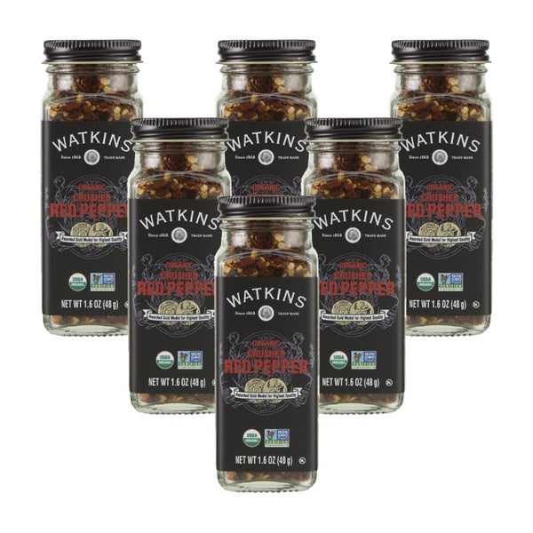 6-PACK OF Pepper Red Crushed Organic Watkins & Co Dispble Bags 1.6 oz