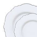 120-PACK OF Plate Set White w/ Silver Rim Round