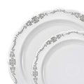 120-PACK OF Plate Set White Silver Vintage