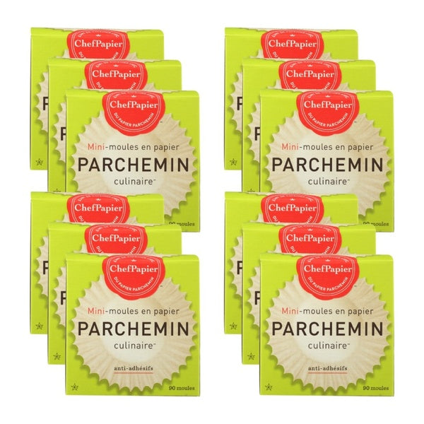 12- PACK OF Cup Baking Mini Parchment Paper Chef 90 ct