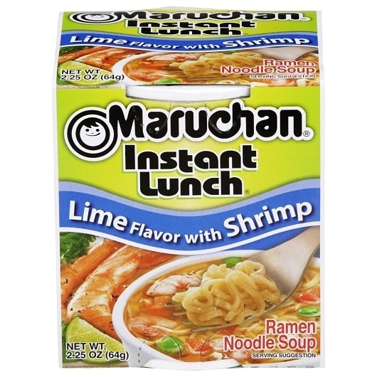 12-PACK OF Lime Shrimp Flavored Ramen Noodle Soup Maruchan Instant, 12 - 2.25 OZ