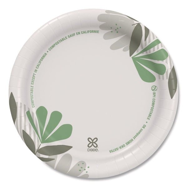 125-PACK OF Plate Paper Dixie UX7WS Pathways Soak-Proof Shield Paper Plates - Green and Burgundy - 6.88 Inches - 125 Count for Durable Dining