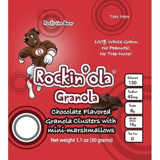 250-PACK OF Chocolate Granola With Mini Marshmallow Rockin'Ola, 250 - 30 Gr