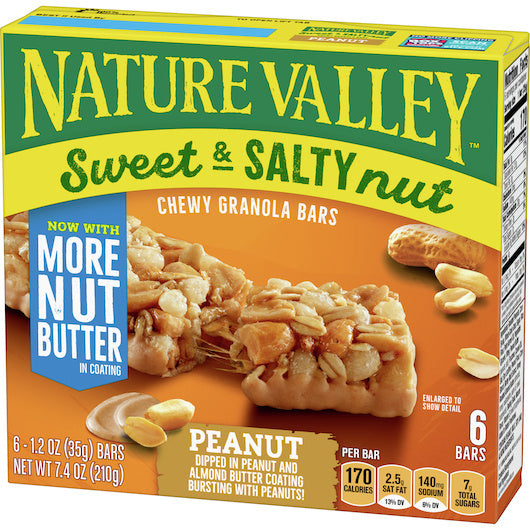 72-PACK OF Sweet & Salty Nut Peanut Granola Bar Nature Valley, 12 - 6 - 1.2 Oz