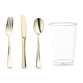 120-PACK OF Set Cutlery w/ Cups Gold Disp.