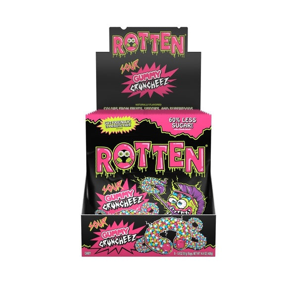 48-PACK OF Candy Gummy Sour Cruncheez 1.8 OZ, Rotten