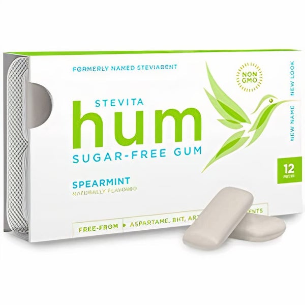 12-PACK OF Gum Chewing, Stevita Hum Gum Spearmint, Stevia Naturals