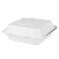 200-PACK OF Container Takeout Karat Earth 9''x9'' Molded Fiber Hinged Containers, PFAS Free, White - 200 pcs