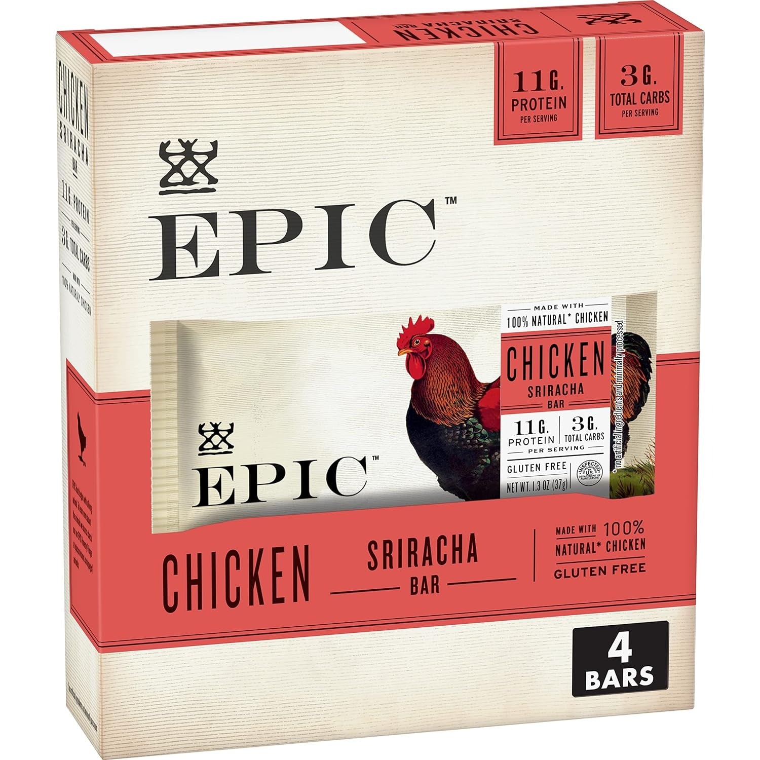 8-PACK OF SNACK BAR CHICKEN SRIRACHA BAR